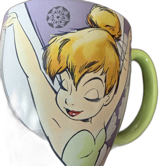Disney Tinker Bell Ceramic Mug Peter Pan Purple Floral Coffee Cup - Picture 5 of 7